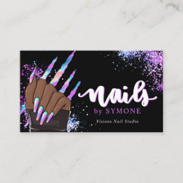 Nail Salon Holographic Glitzer Nail Tech Beauty Visitenkarte