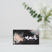 Nail Salon Holographic Glitzer Nail Tech Beauty Visitenkarte (Stehend Vorderseite)