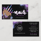 Nail Salon Holographic Glitzer Nail Tech Beauty Visitenkarte (Vorne/Hinten)