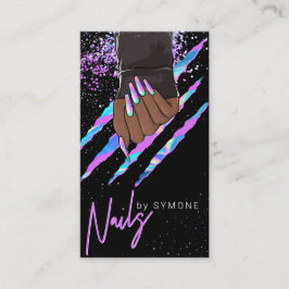 Nail Salon Holographic Modern Glam Trendy Visitenkarte