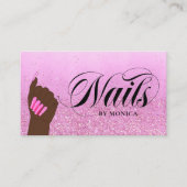 Nail Salon Hot Pink Glam Glitzer Manikurist Visitenkarte (Vorderseite)