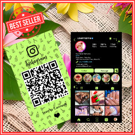 Nail Salon Instagram Lime Green | Social Media QR Visitenkarte