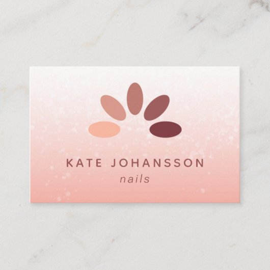 Nail Salon Logo Modern Peach Rosy Manicurist Visitenkarte (Vorderseite)