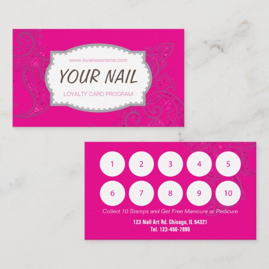 Nail Salon Loyalty Business Card  Visitenkarte (Vorne/Hinten)
