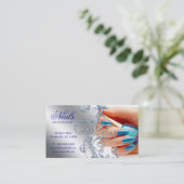 Nail Salon Loyalty Card Glitzer Silber Blau Polnis Treuekarte (Stehend Vorderseite)