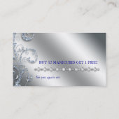 Nail Salon Loyalty Card Glitzer Silber Blau Polnis Treuekarte (Rückseite)