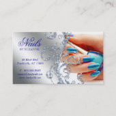 Nail Salon Loyalty Card Glitzer Silber Blau Polnis Treuekarte (Vorderseite)
