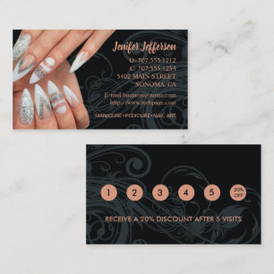Nail Salon Loyalty Discount Business Card Treuekarte