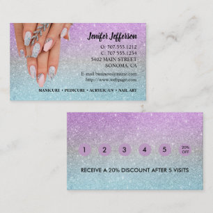 Nail Salon Loyalty Discount Business Card Treuekarte