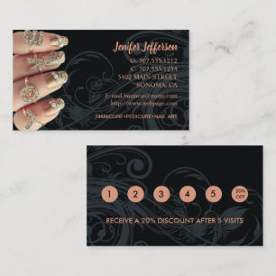 Nail Salon Loyalty Discount Business Card Treuekarte
