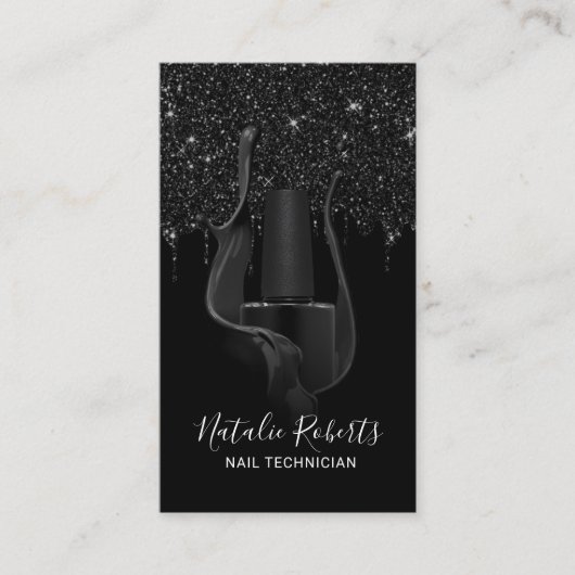 Nail Salon Manicurist Black Glitzer Tropfens Loyal Treuekarte (Vorderseite)