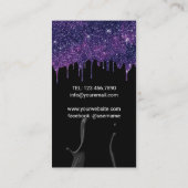 Nail Salon Manicurist Black & Lila Glitzer Tropfen Visitenkarte (Rückseite)