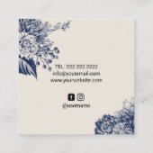 Nail Salon Manicurist Blue Floral Esthetiker Quadratische Visitenkarte (Rückseite)