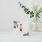 Nail Salon Manicurist Blue Floral Esthetiker Quadratische Visitenkarte (Stehend Vorderseite)