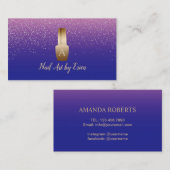 Nail Salon Manicurist Blue & Pink Silver Confetti Visitenkarte (Vorne/Hinten)
