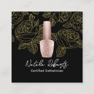 Nail Salon Manicurist Gold Floral Esthetiker Quadratische Visitenkarte