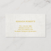 Nail Salon Manicurist Gold Script Elegante Linen Visitenkarte (Rückseite)