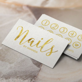 Nail Salon Manicurist Gold Script Loyalty Punch Treuekarte