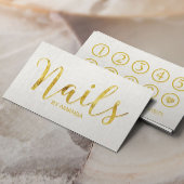Nail Salon Manicurist Gold Script Loyalty Punch Treuekarte