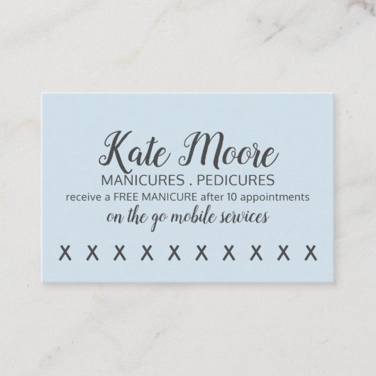 Nail Salon Manicurist Kundenloyalty Punch Card Treuekarte (Vorderseite)