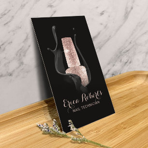 Nail Salon Manicurist Modern Black & Rose Gold Visitenkarte
