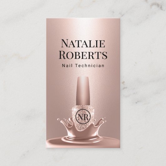 Nail Salon Manicurist Rose Gold Polish Splash #2 Visitenkarte (Vorderseite)