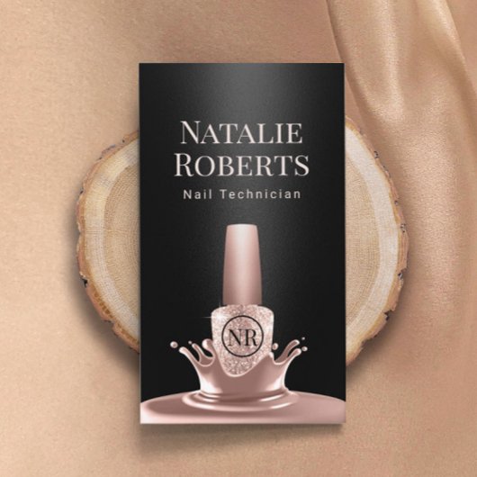 Nail Salon Manicurist Rose Gold Polnisch Schwarz Visitenkarte