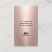 Nail Salon Manicurist Rose Gold Polnisch Schwarz Visitenkarte (Rückseite)