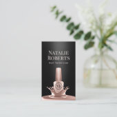 Nail Salon Manicurist Rose Gold Polnisch Schwarz Visitenkarte (Stehend Vorderseite)