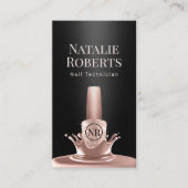 Nail Salon Manicurist Rose Gold Polnisch Schwarz Visitenkarte (Vorderseite)