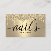 Nail Salon Modern Gold Glitzer Tropfen Manicurist Visitenkarte (Vorderseite)