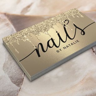 Nail Salon Modern Gold Glitzer Tropfen Manicurist Visitenkarte