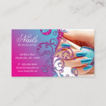 Nail Salon Modern Loyalty Card Glitzer Blue Pink