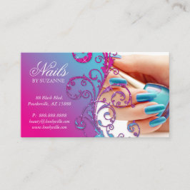 Nail Salon Modern Loyalty Card Glitzer Blue Pink Treuekarte