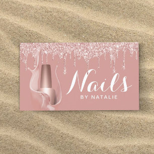 Nail Salon Modern Rose Gold Drips Manicurist Visitenkarte