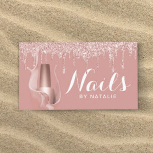 Nail Salon Modern Rose Gold Drips Manicurist Visitenkarte