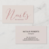 Nail Salon Modern Rose Gold Glitzer Typografie Visitenkarte (Vorne/Hinten)