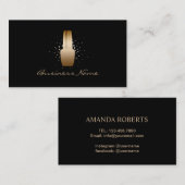 Nail Salon Moderne Black & Gold Manikurin Visitenkarte (Vorne/Hinten)