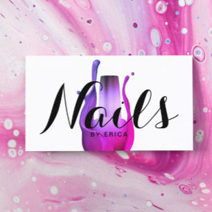 Nail Salon Moderner Lila polnischer Flaschenmaniku Visitenkarte