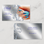 Nail Salon Moderner Techniker Glitzer Blue Silver Visitenkarte (Vorne/Hinten)