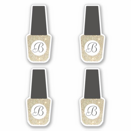 Nail Salon Monogram auf Gold Glitzer Nail Polnisch Aufkleber (Vorderseite)