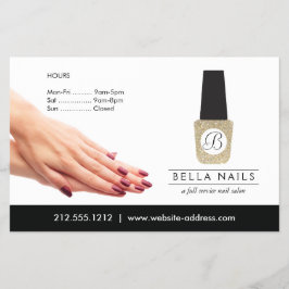 Nail Salon Monogram auf Gold Glitzer Nail Polnisch Flyer