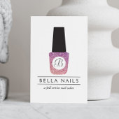 Nail Salon Monogram auf Lila Glitzer Nail Polnisch Visitenkarte