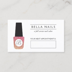 Nail Salon Monogram Bronze Glitzer Ernennung Terminkarte
