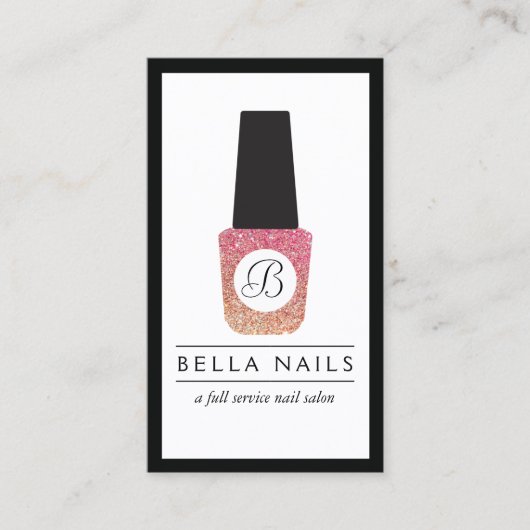 Nail Salon Monogram Glitzer Nail Polnisch Visitenkarte (Vorderseite)