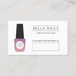 Nail Salon Monogram Lila Glitzer Ernennung Terminkarte