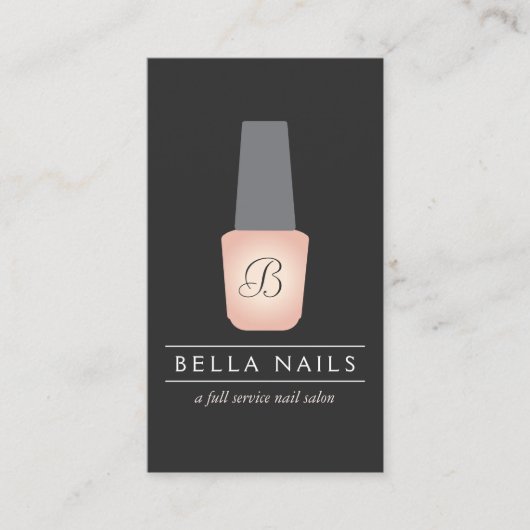 Nail Salon Monogram on Peach Nail Polnisch Visitenkarte (Vorderseite)