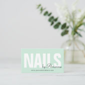  Nail Salon | Nail Tech | Nail Stylist Minze Green Visitenkarte (Stehend Vorderseite)