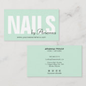  Nail Salon | Nail Tech | Nail Stylist Minze Green Visitenkarte (Vorne/Hinten)