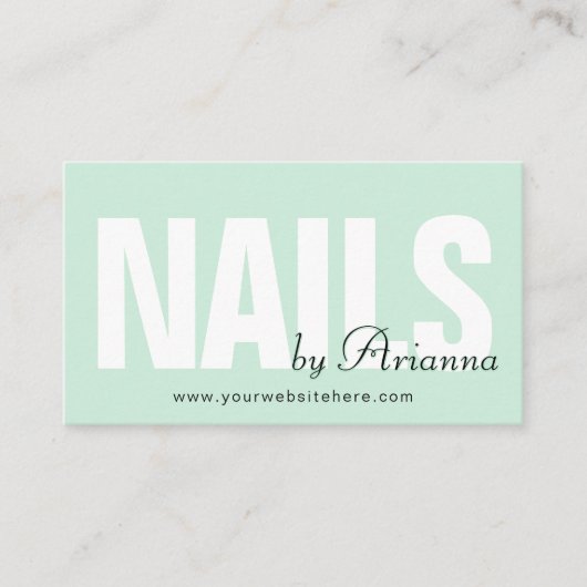  Nail Salon | Nail Tech | Nail Stylist Minze Green Visitenkarte (Vorderseite)